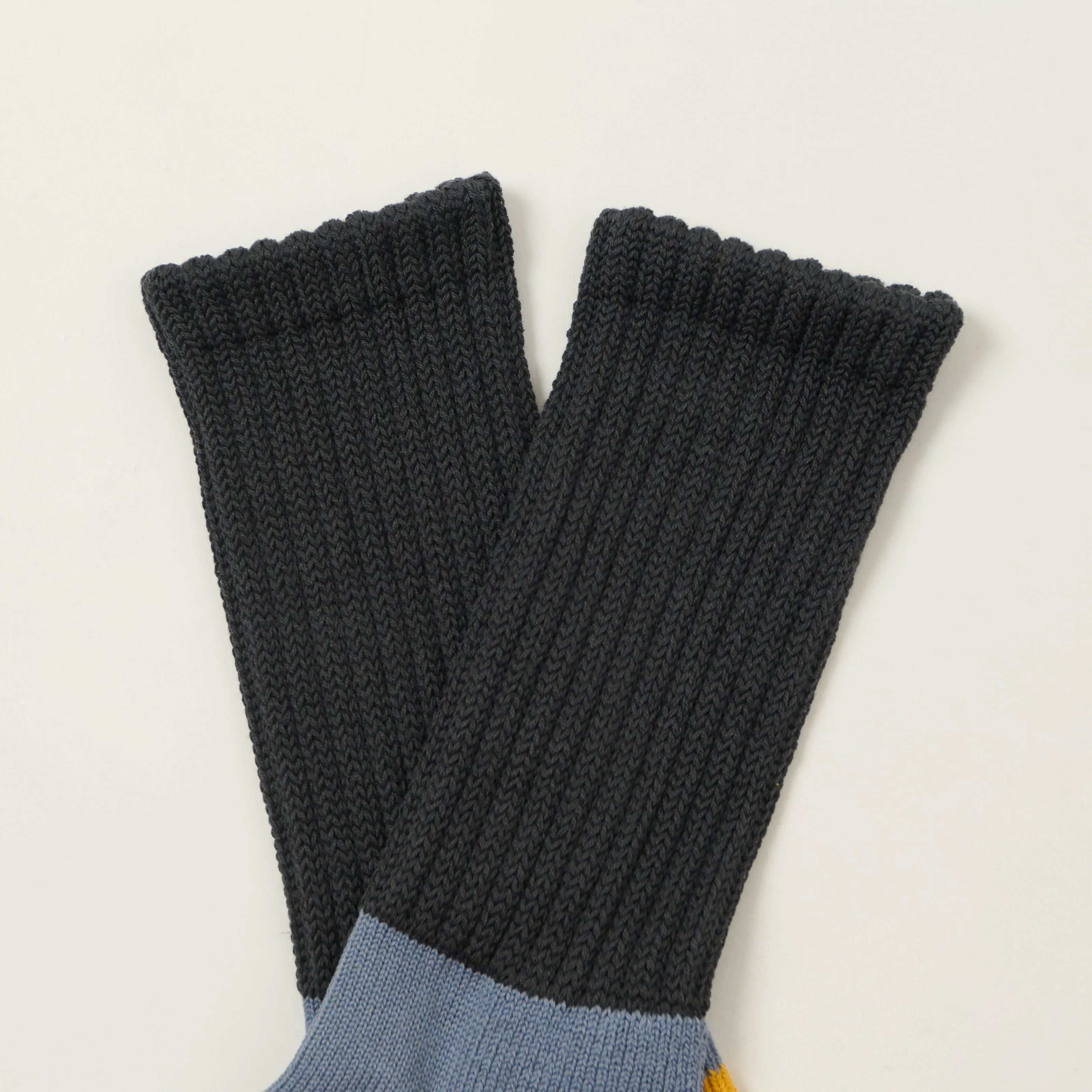 Rototo Multi Loose Pile Socks - Charcoal/Light Blue sold by Son of a Stag product image thumbnail 2