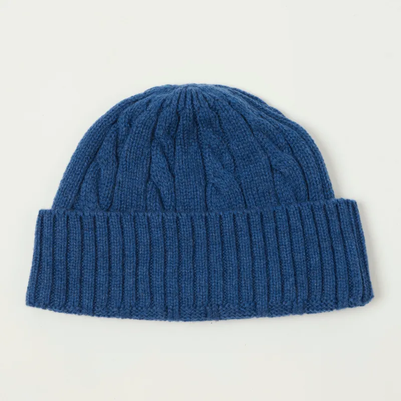 Rototo Washable Merino Cable Watch Cap - Blue sold by Son of a Stag