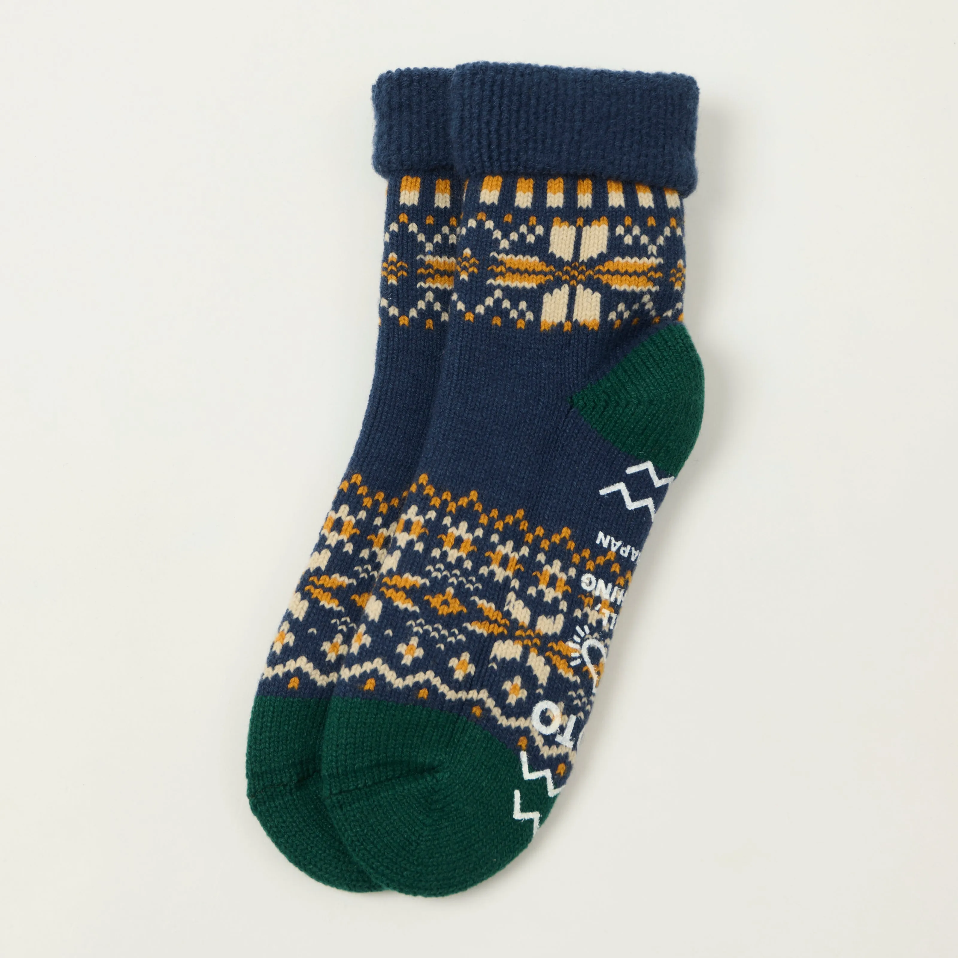 Rototo Comfy Room Socks Snow Flake - Navy sold by Son of a Stag