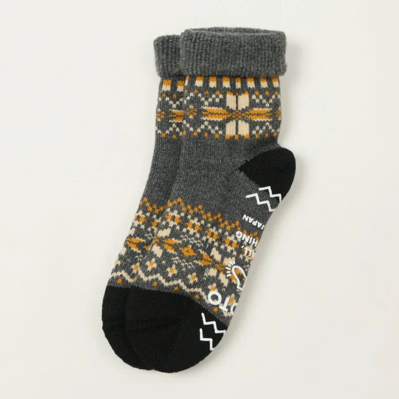 Rototo Comfy Room Socks Snow Flake - Dark Grey sold by Son of a Stag