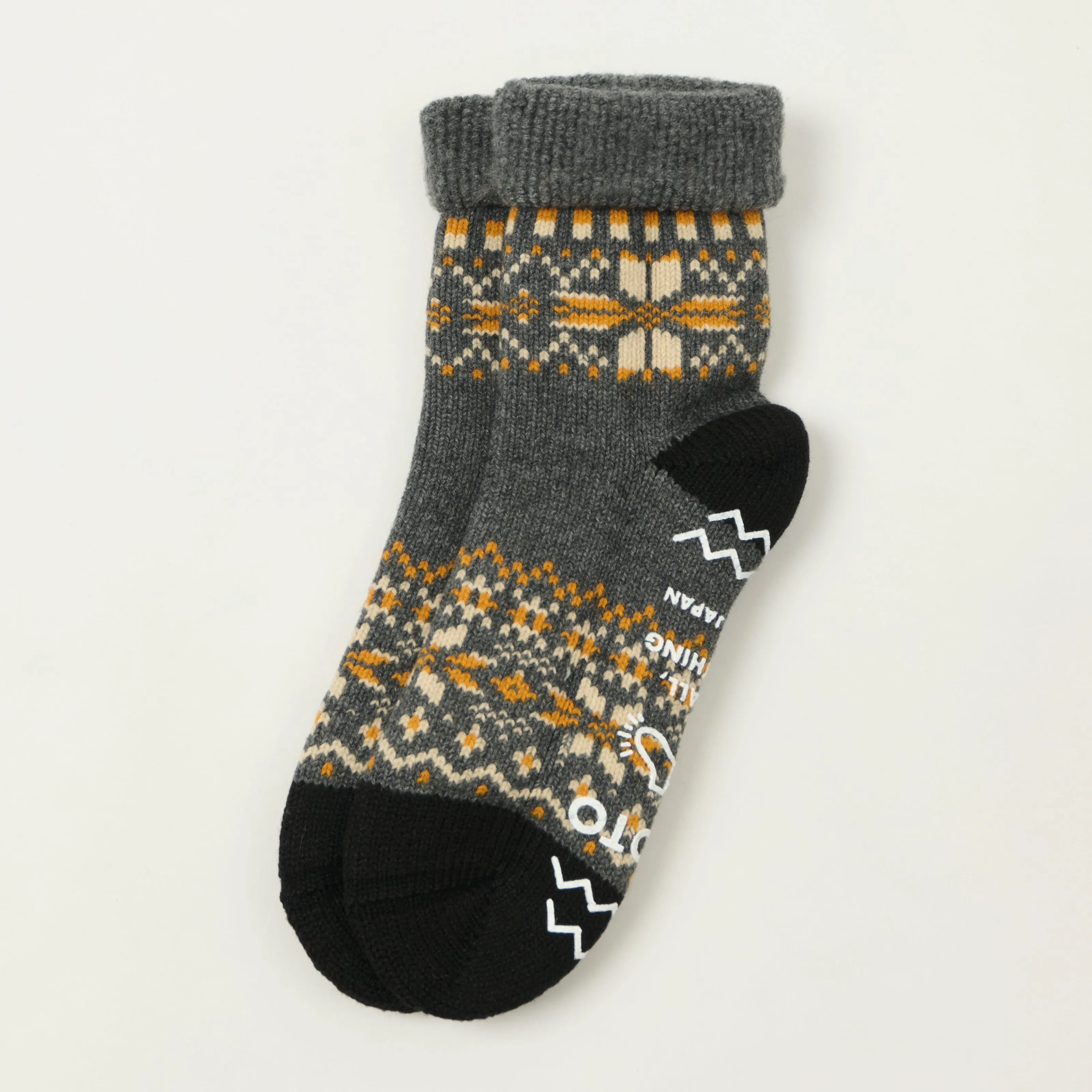 Rototo Comfy Room Socks Snow Flake - Dark Grey sold by Son of a Stag