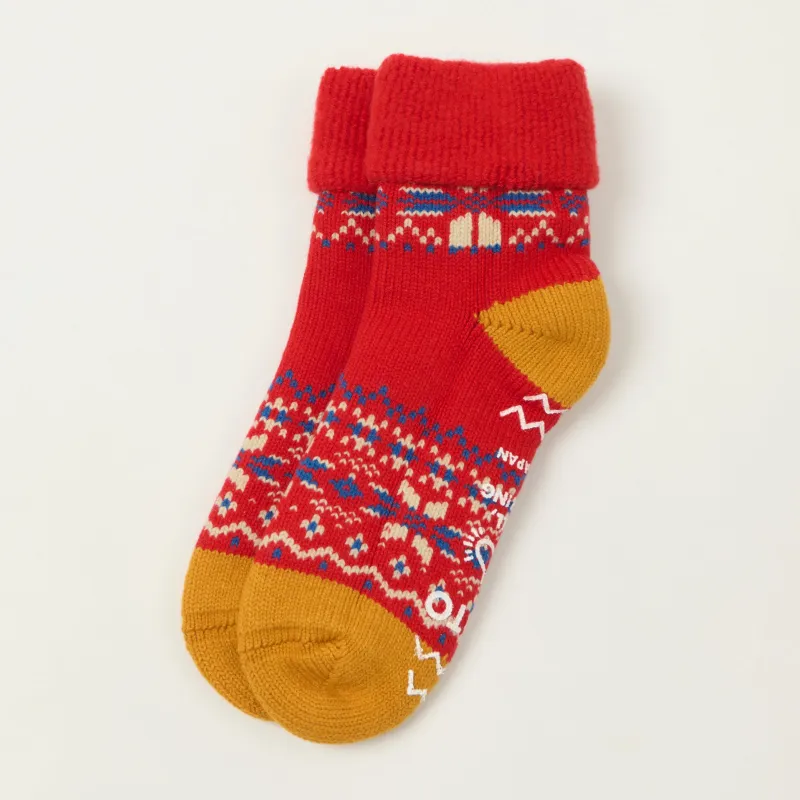 Rototo Comfy Room Socks Snow Flake - Red sold by Son of a Stag