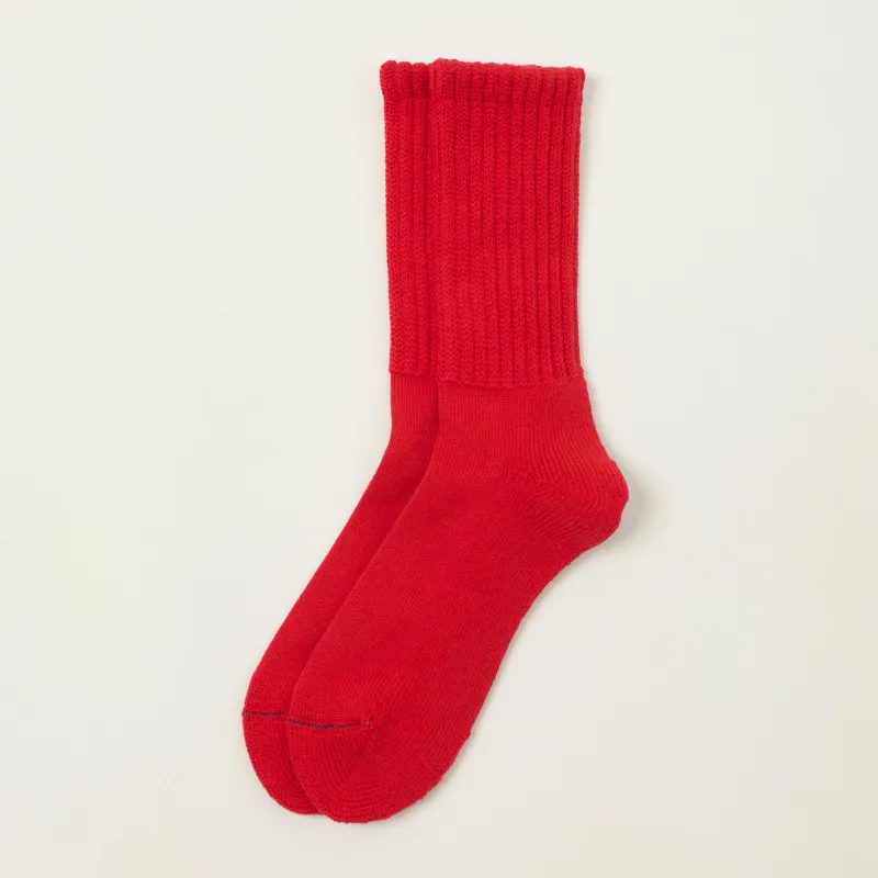 Rototo Loose Pile Crew Socks - Red sold by Son of a Stag