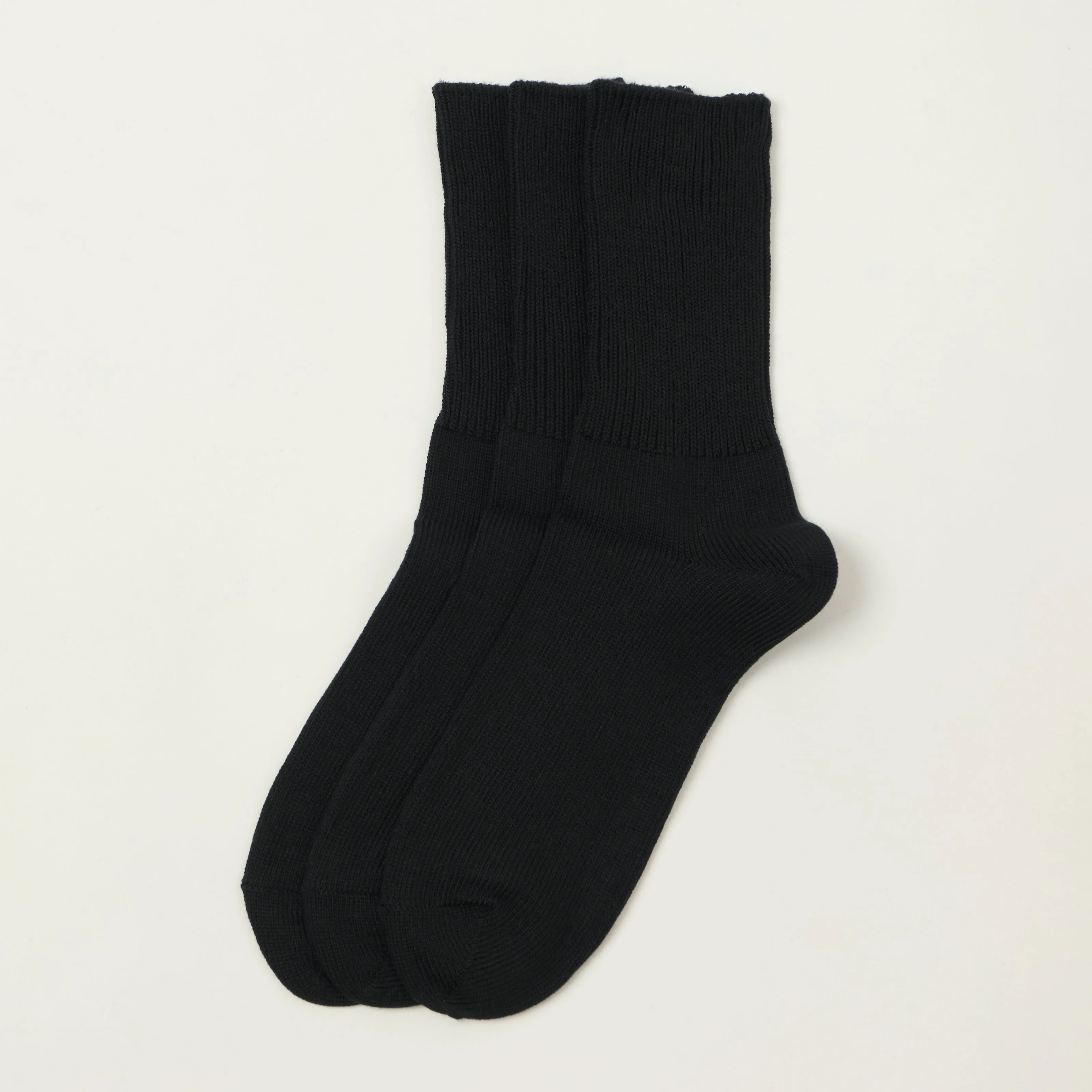 Rototo Organic Daily 3 Pack Ribbed Crew Sock - Black sold by Son of a Stag product image thumbnail 2