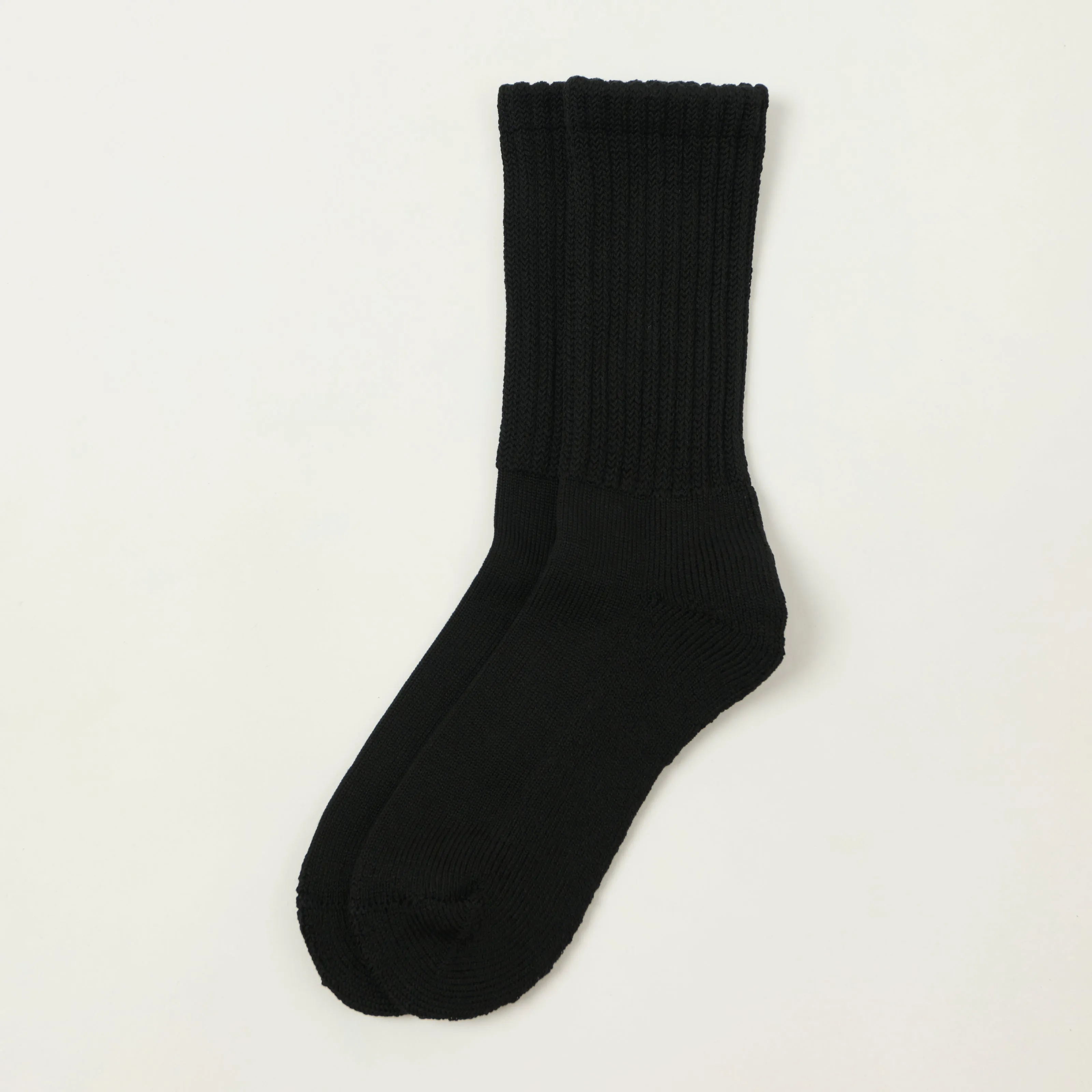 Rototo Loose Pile Crew Socks - Black sold by Son of a Stag