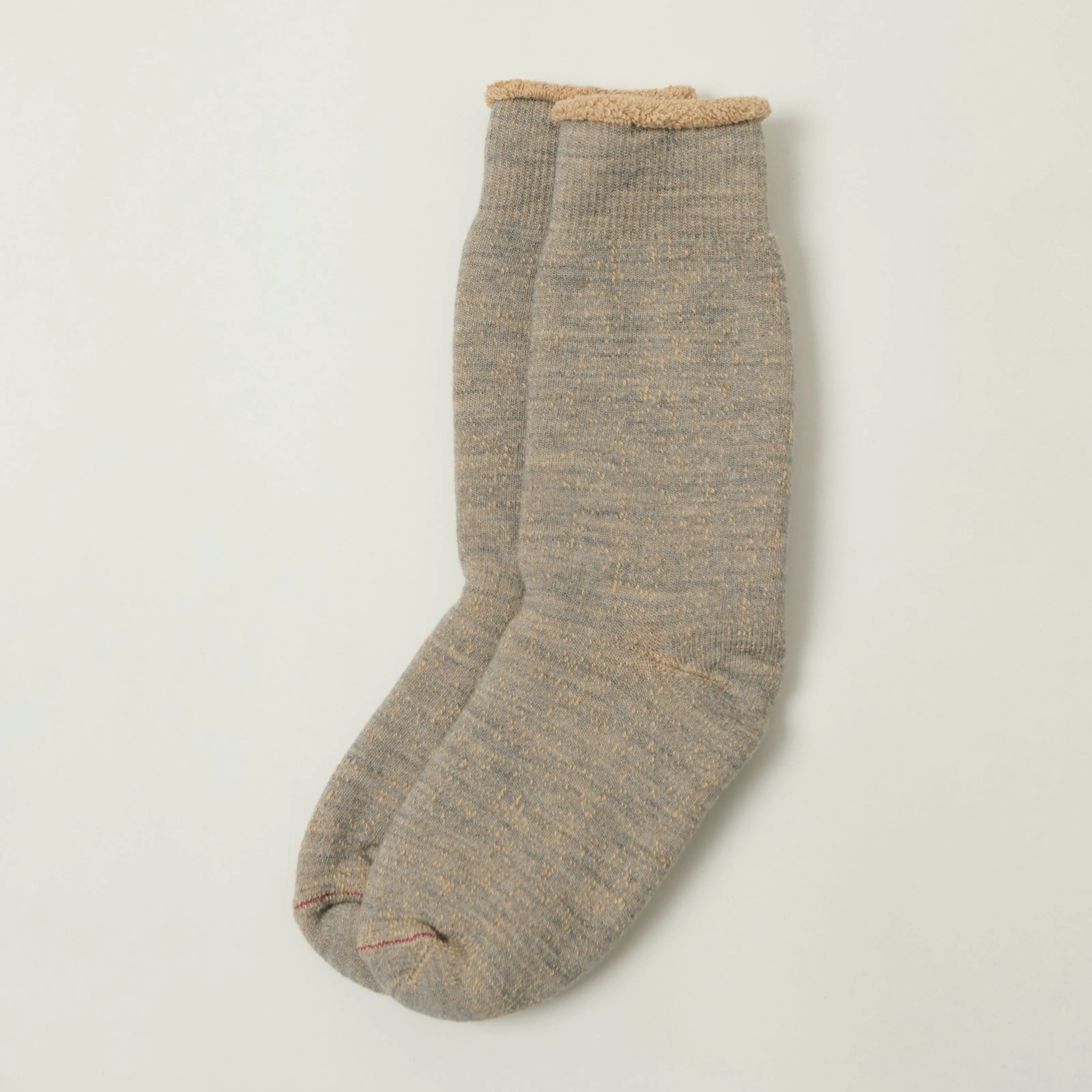 Rototo Double Face Crew Socks - Grey/Brown sold by Son of a Stag