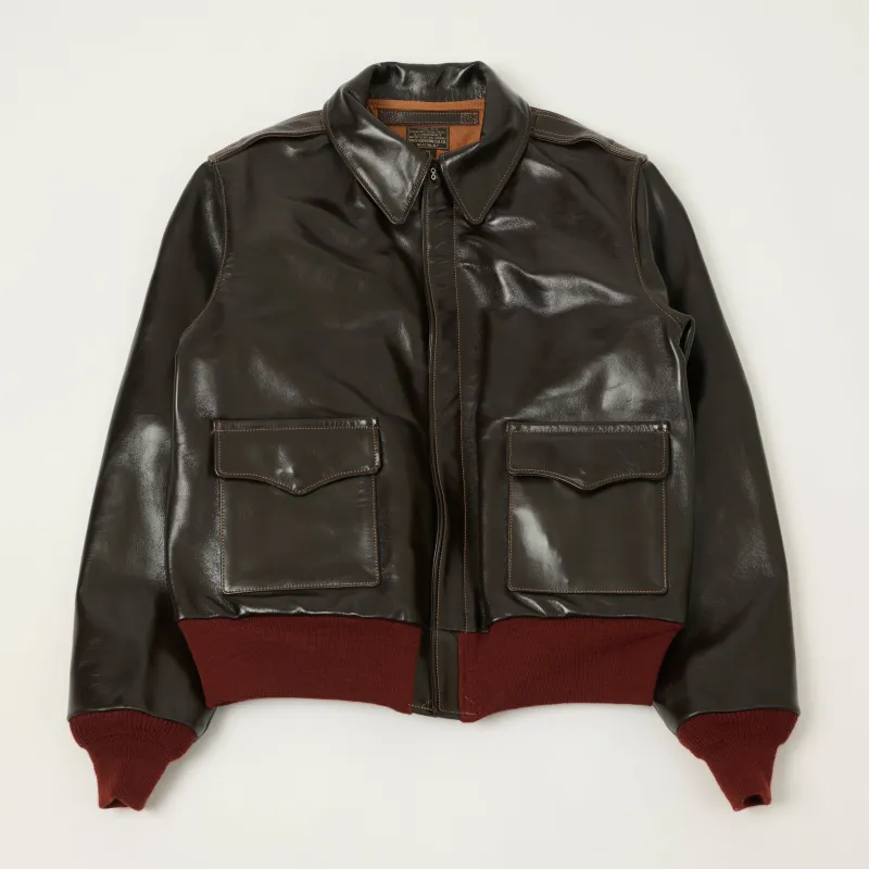 Buzz Rickson's A-2 'A.C.Contract' Leather Flight Jacket - Dark Brown sold by Son of a Stag