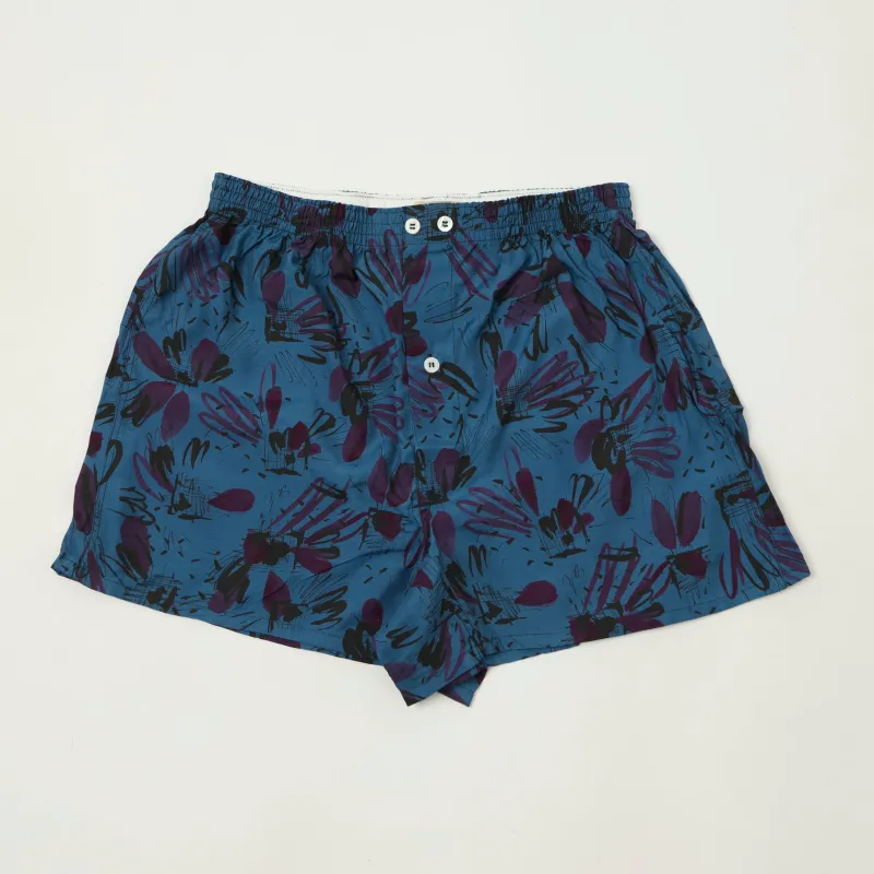 Anonymous Ism Rayon-Ette 'Hand Paint' Pattern Boxer - Blue sold by Son of a Stag