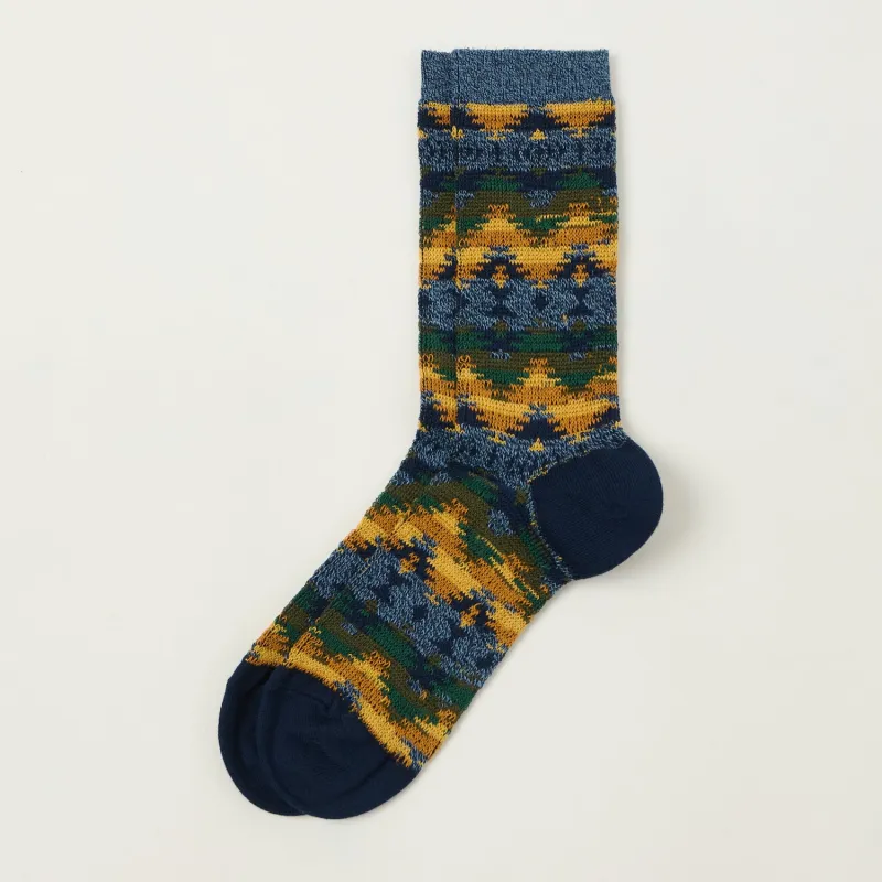 Anonymous Ism Wigwa Ski Jacquard Crew Sock - Navy sold by Son of a Stag