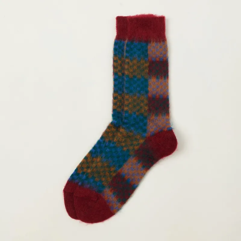 Anonymous Ism Napping Checker Crew Sock - Wine sold by Son of a Stag