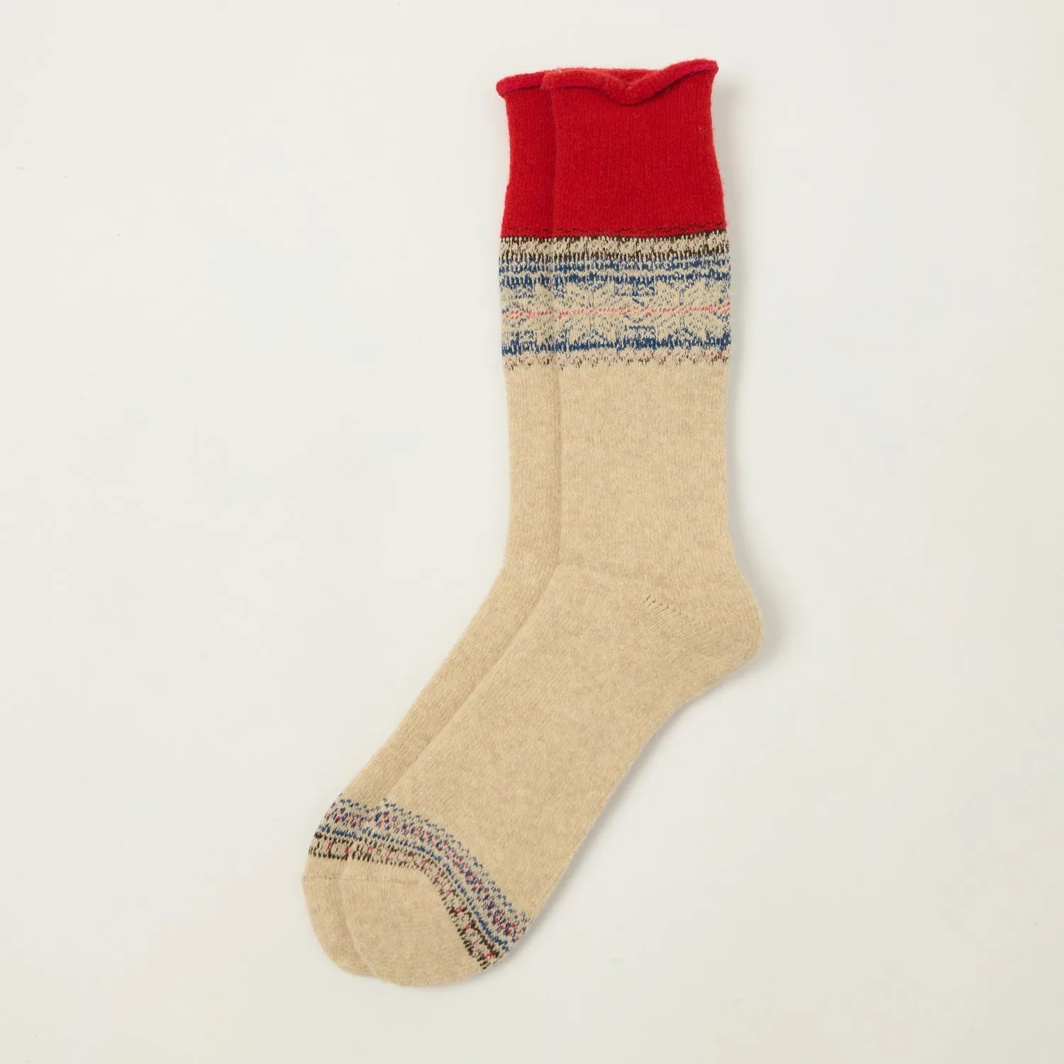 Anonymous Ism Wool Cashmere Pile Snow Crew Sock - Beige sold by Son of a Stag