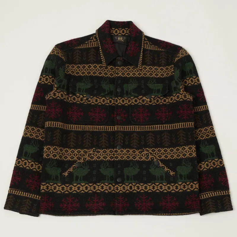 RRL Jacquard Alpaca Knit Jacket - Black/Multi sold by Son of a Stag