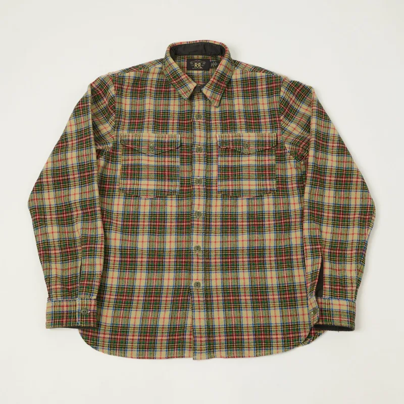 RRL 'Trek' Plaid Wool Over Shirt  - Cream/Green sold by Son of a Stag