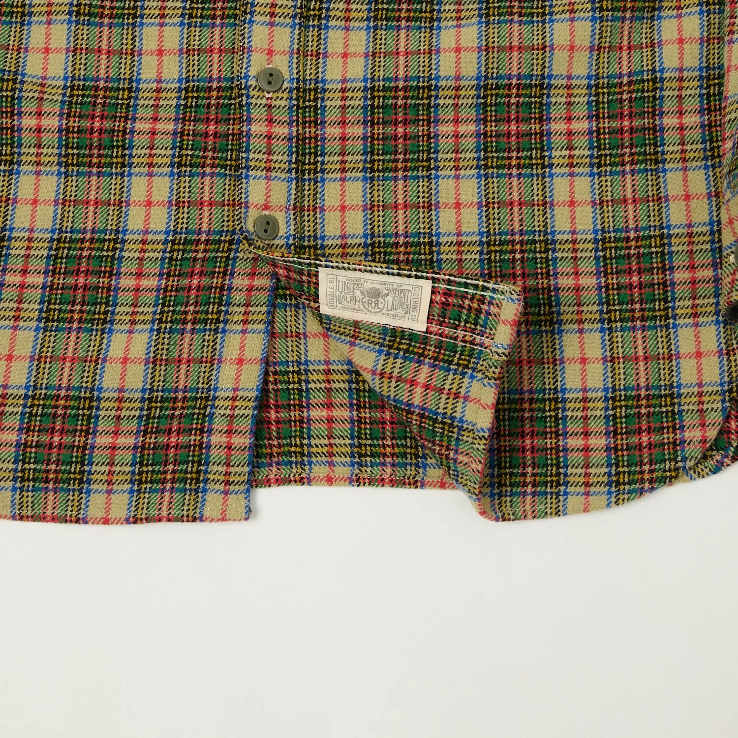 RRL 'Trek' Plaid Wool Over Shirt - Cream/Green sold by Son of a Stag product image thumbnail 4
