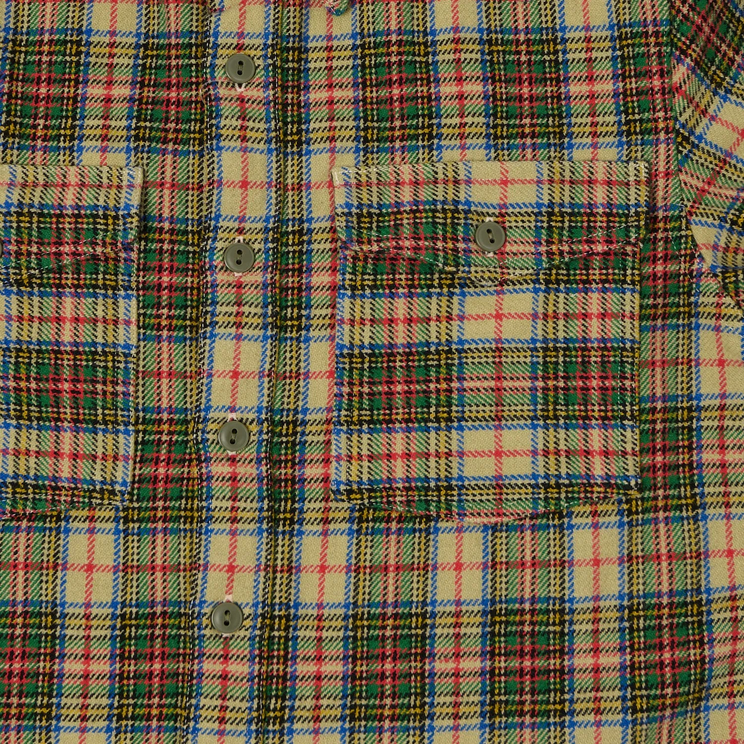 RRL 'Trek' Plaid Wool Over Shirt - Cream/Green sold by Son of a Stag product image thumbnail 5
