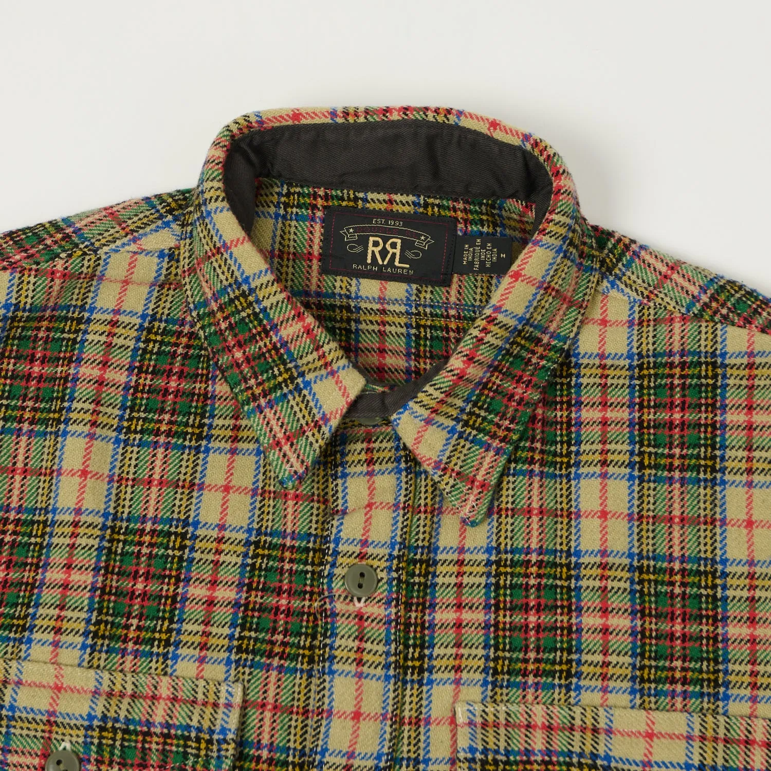 RRL 'Trek' Plaid Wool Over Shirt - Cream/Green sold by Son of a Stag product image thumbnail 2