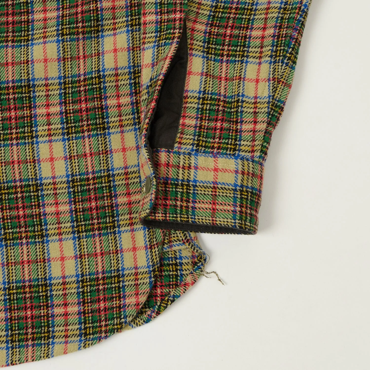RRL 'Trek' Plaid Wool Over Shirt - Cream/Green sold by Son of a Stag product image thumbnail 3