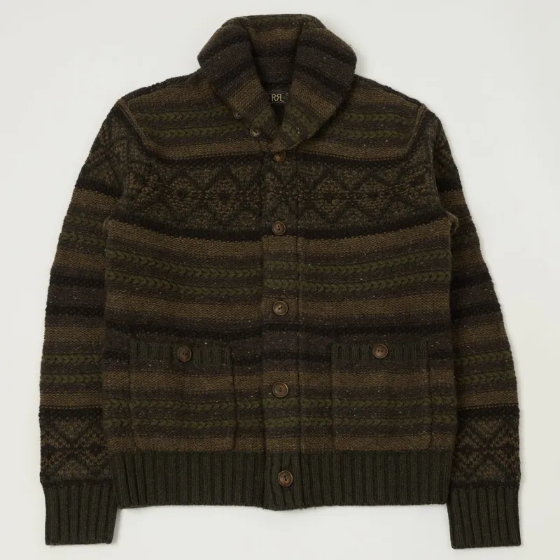 RRL Wool Shawl Collar Cardigan - Brown/Olive sold by Son of a Stag