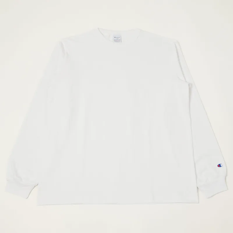 Champion Made in USA Long Sleeve Crewneck T-Shirt - White sold by Son of a Stag