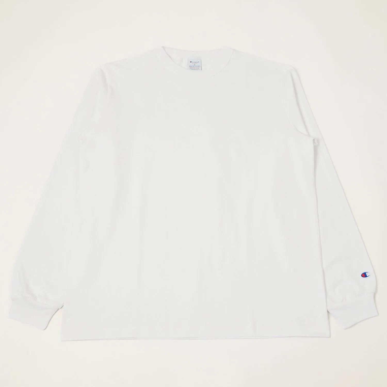 Champion Made in USA Long Sleeve Crewneck T-Shirt - White sold by Son of a Stag