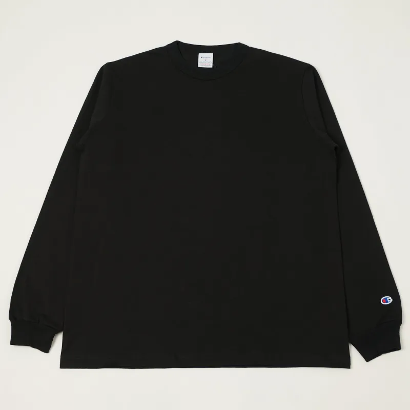 Champion Made in USA Long Sleeve Crewneck T-Shirt - Black sold by Son of a Stag