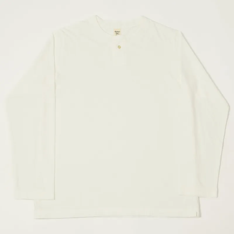 Jackman Long Sleeve Henley - White sold by Son of a Stag