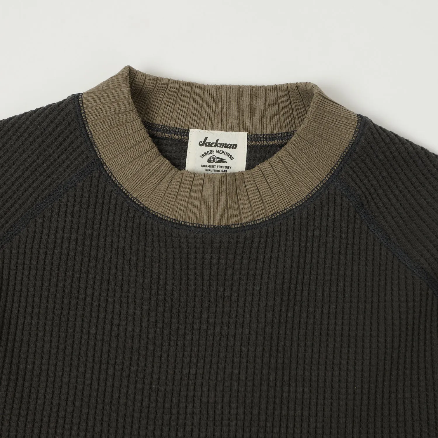 Jackman Midneck Waffle Sweatshirt - Ink Black/Sepia sold by Son of a Stag product image thumbnail 2