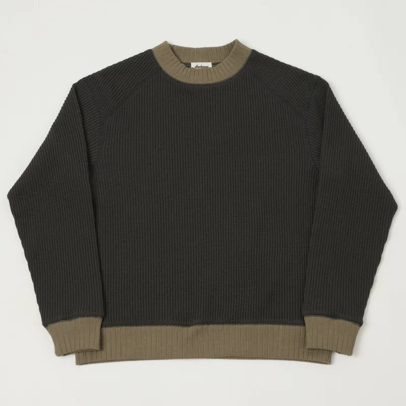 Jackman Midneck Waffle Sweatshirt - Ink Black/Sepia sold by Son of a Stag