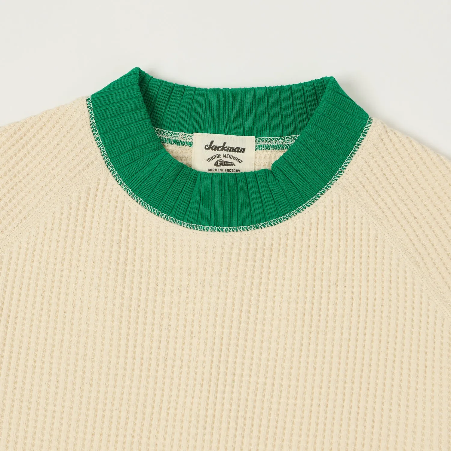 Jackman Midneck Waffle Sweatshirt - Ivory/Green sold by Son of a Stag product image thumbnail 2
