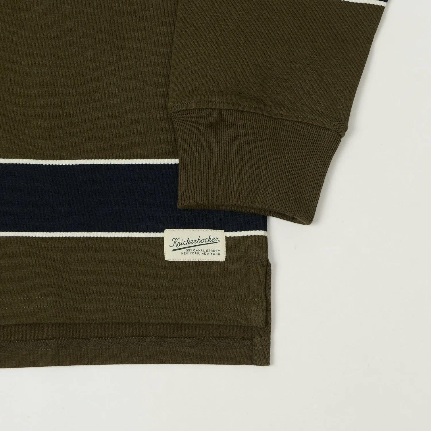 Knickerbocker 'McCarren' Stripe Rugby Shirt - Black/Olive sold by Son of a Stag product image thumbnail 3