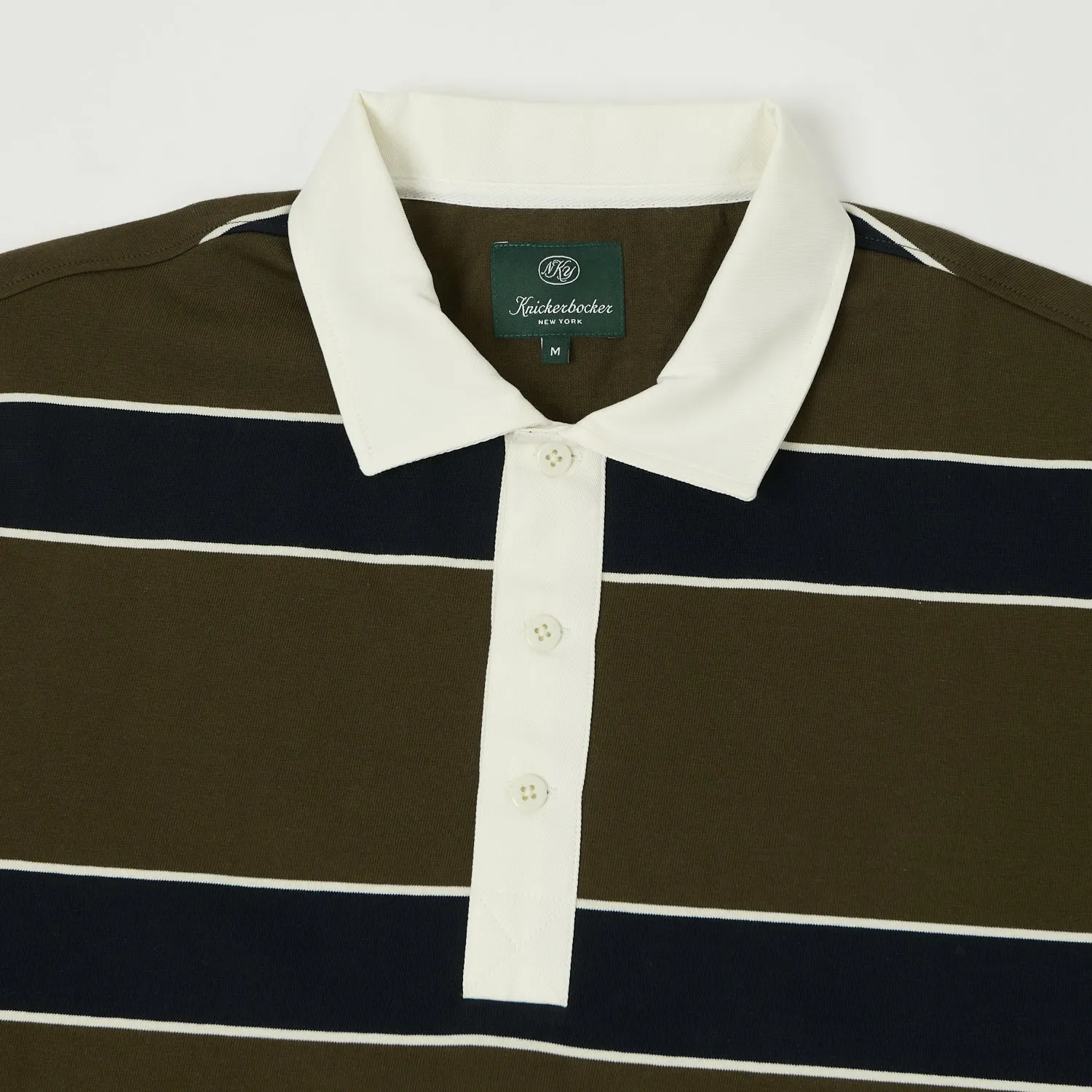 Knickerbocker 'McCarren' Stripe Rugby Shirt - Black/Olive sold by Son of a Stag product image thumbnail 2