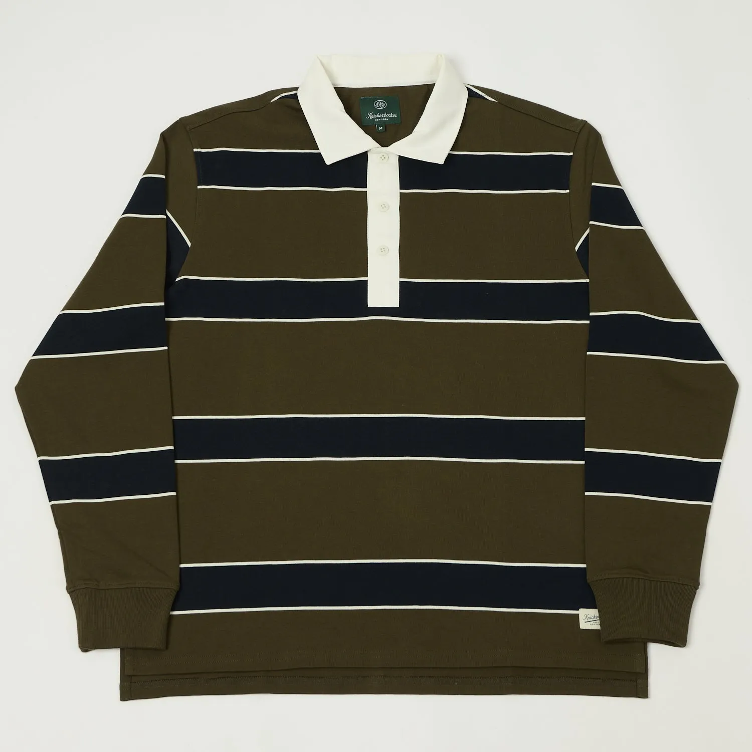 Knickerbocker 'McCarren' Stripe Rugby Shirt - Black/Olive sold by Son of a Stag