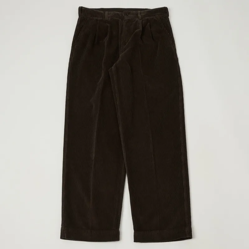 Knickerbocker 'Canal' Pleated Corduroy Trousers - Coffee made by Knickerbocker
