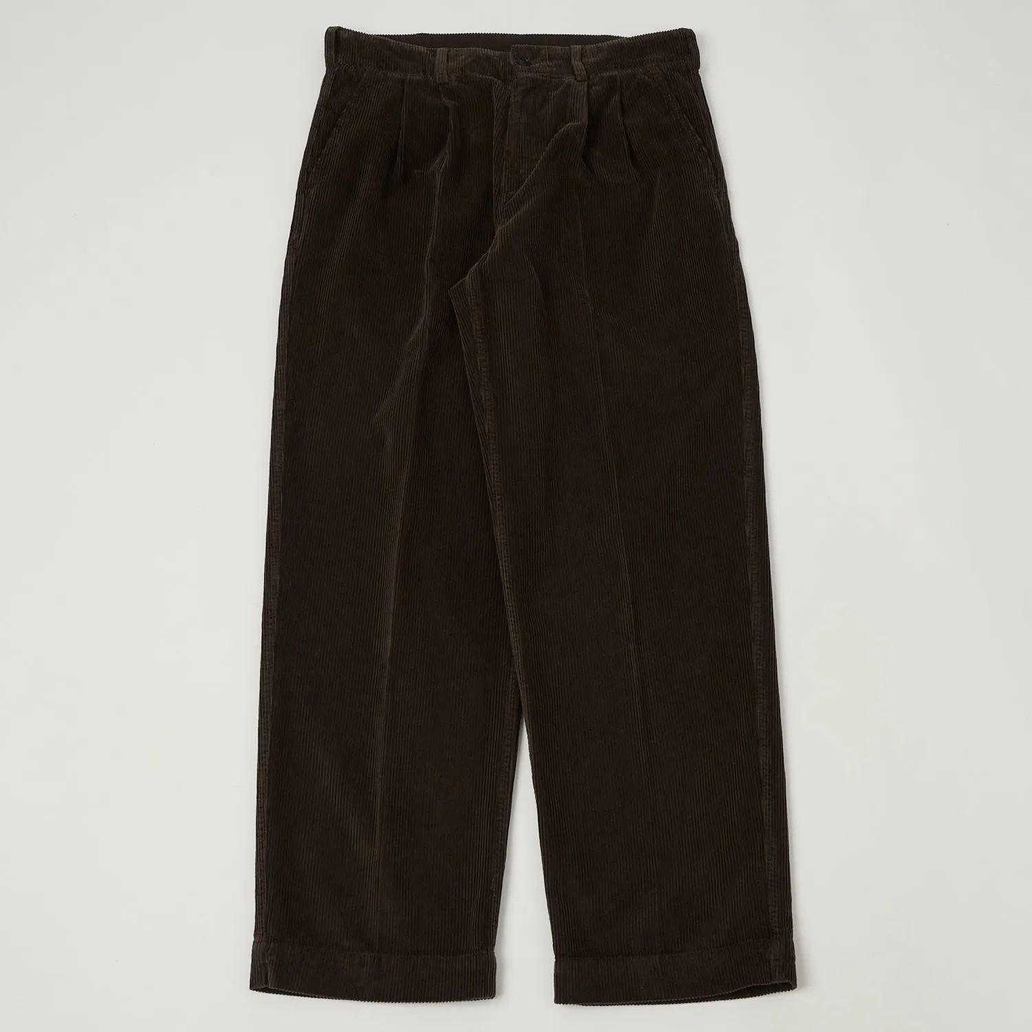 Knickerbocker 'Canal' Pleated Corduroy Trousers - Coffee sold by Son of a Stag