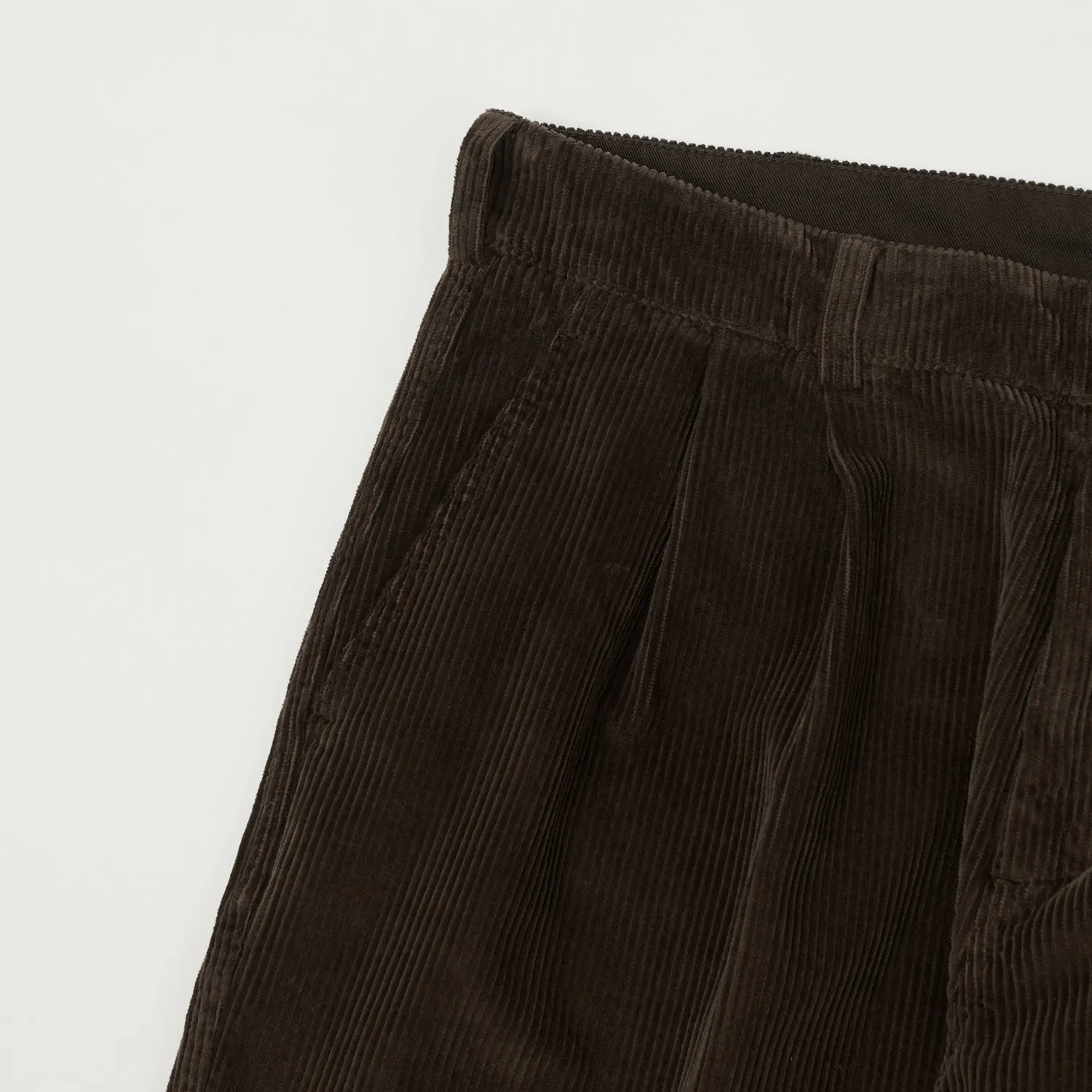 Knickerbocker 'Canal' Pleated Corduroy Trousers - Coffee sold by Son of a Stag product image thumbnail 3