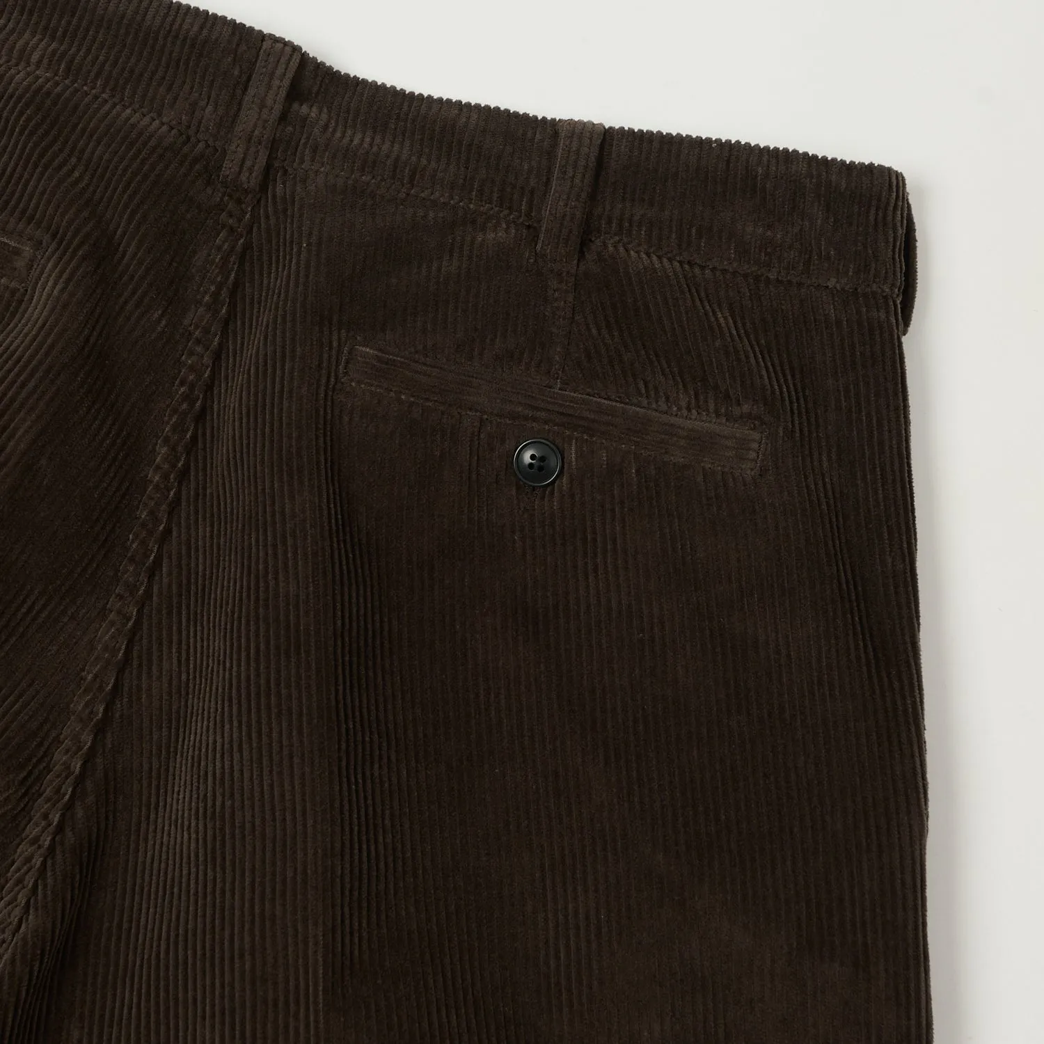 Knickerbocker 'Canal' Pleated Corduroy Trousers - Coffee sold by Son of a Stag product image thumbnail 2
