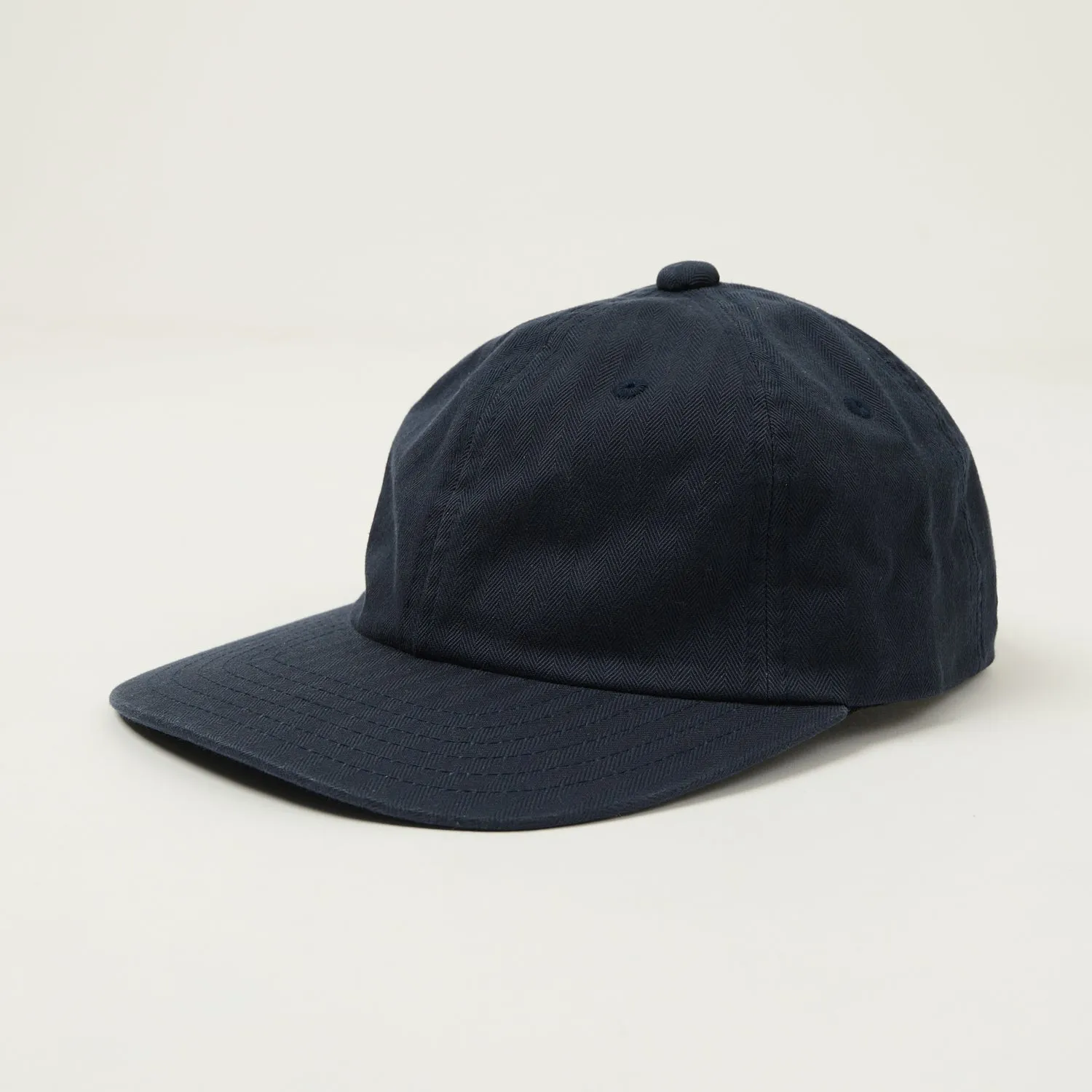 Beams Plus Herringbone Twill Six Panel Baseball Cap - Navy sold by Son of a Stag