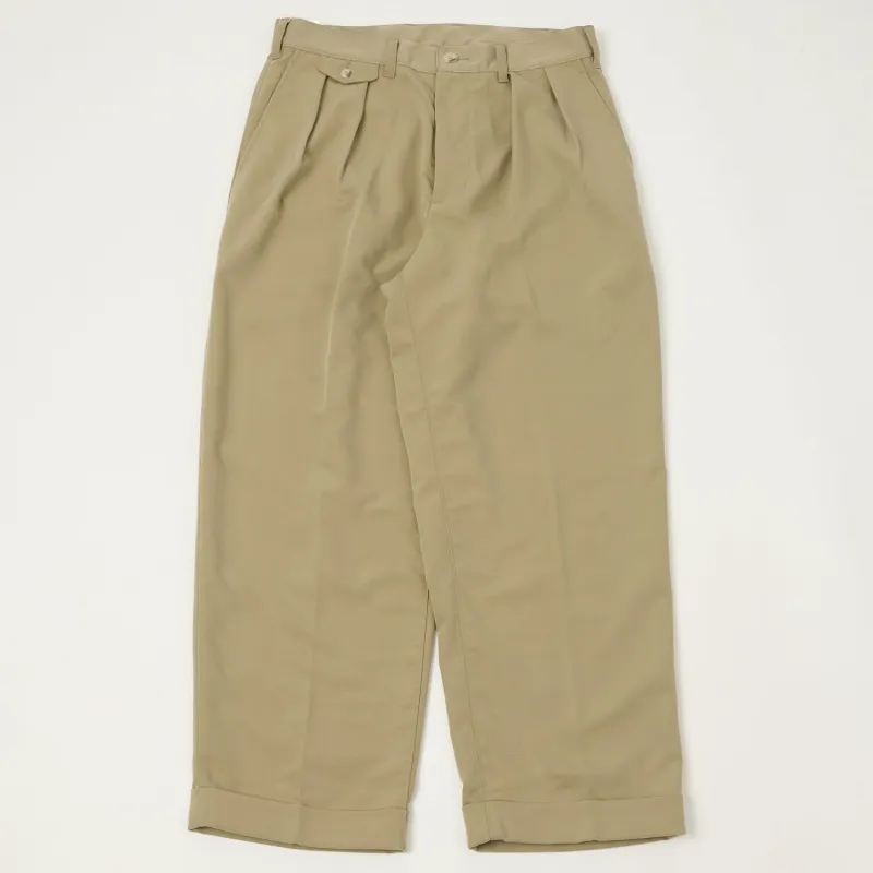Beams Plus Double Pleat Trousers - Sand sold by Son of a Stag