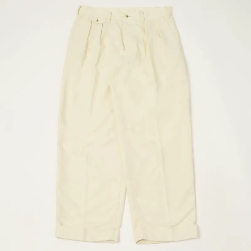 Beams Plus Double Pleat Trousers - Oyster made by BEAMS PLUS