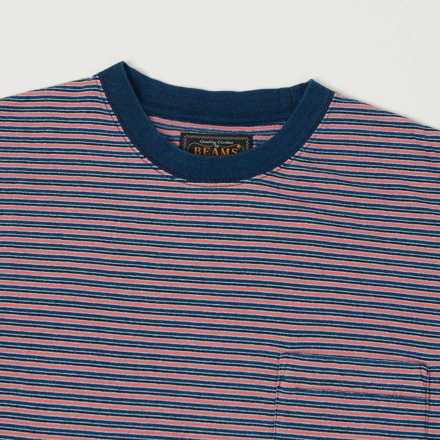 Beams Plus Long Sleeve Stripe Pocket T-Shirt - Indigo/Red sold by Son of a Stag product image thumbnail 2