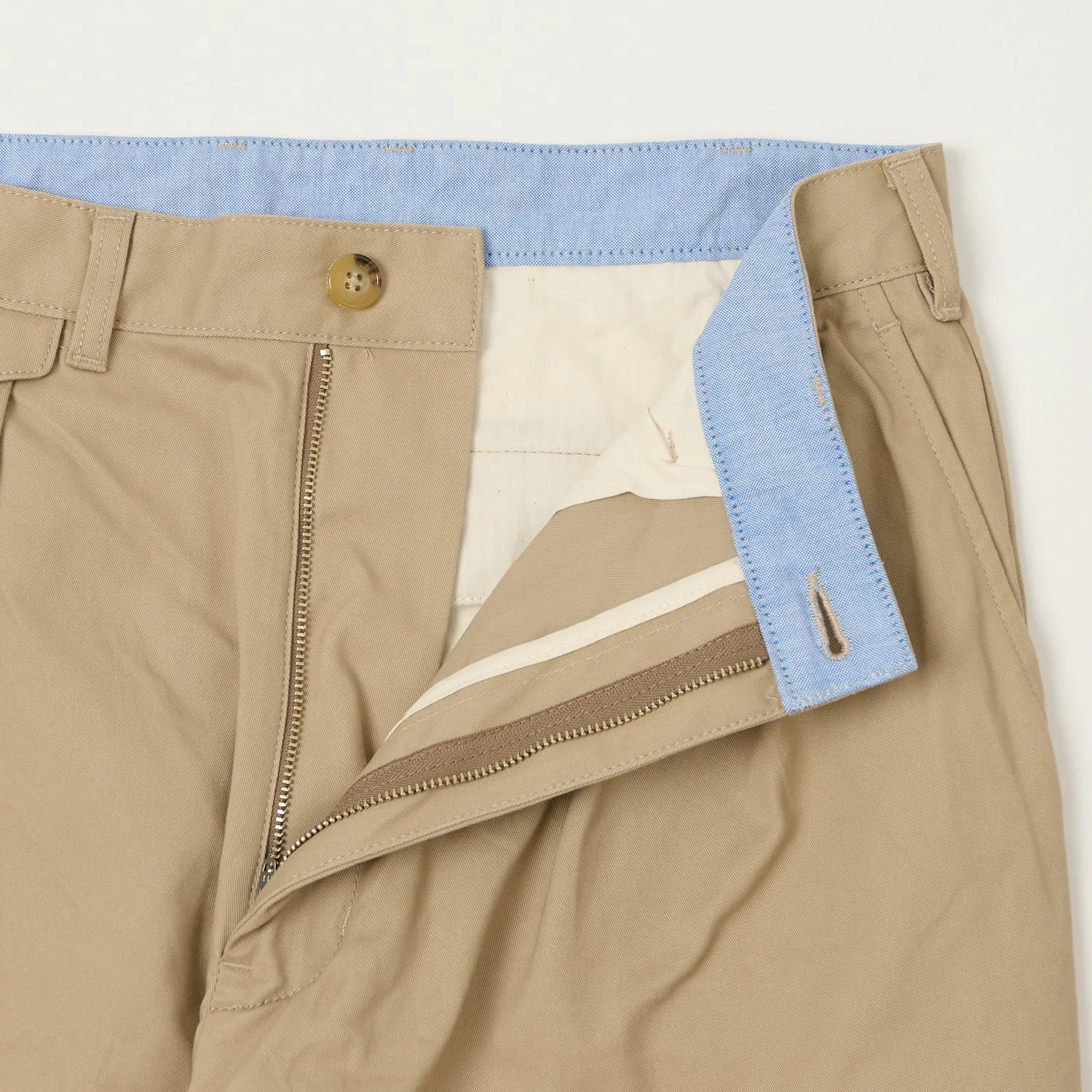 Beams Plus Double Pleat Twill Trousers - Khaki sold by Son of a Stag product image thumbnail 2