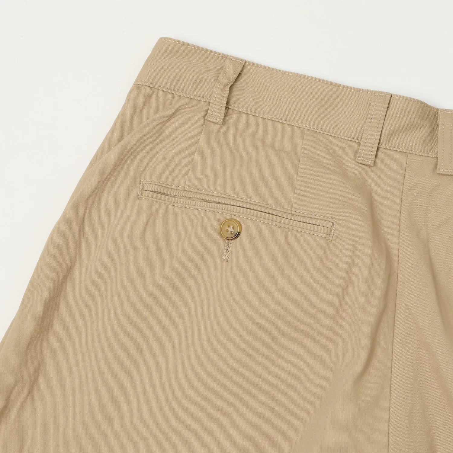 Beams Plus Double Pleat Twill Trousers - Khaki sold by Son of a Stag product image thumbnail 4