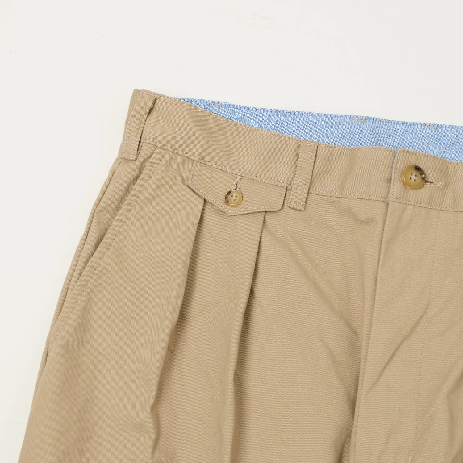 Beams Plus Double Pleat Twill Trousers - Khaki sold by Son of a Stag product image thumbnail 3