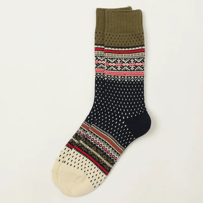 Beams Plus Nordic Socks - Navy/Khaki sold by Son of a Stag