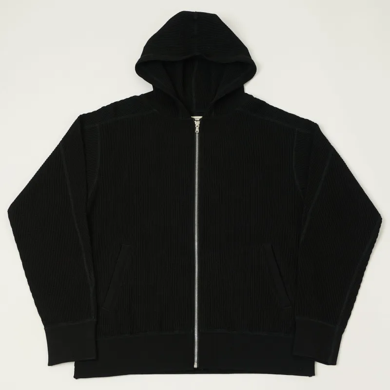 Nanamica Zip Through Thermal Hoodie - Black made by Nanamica
