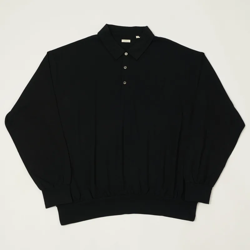 Nanamica Superfine Wool Jersey Polo Shirt - Black sold by Son of a Stag