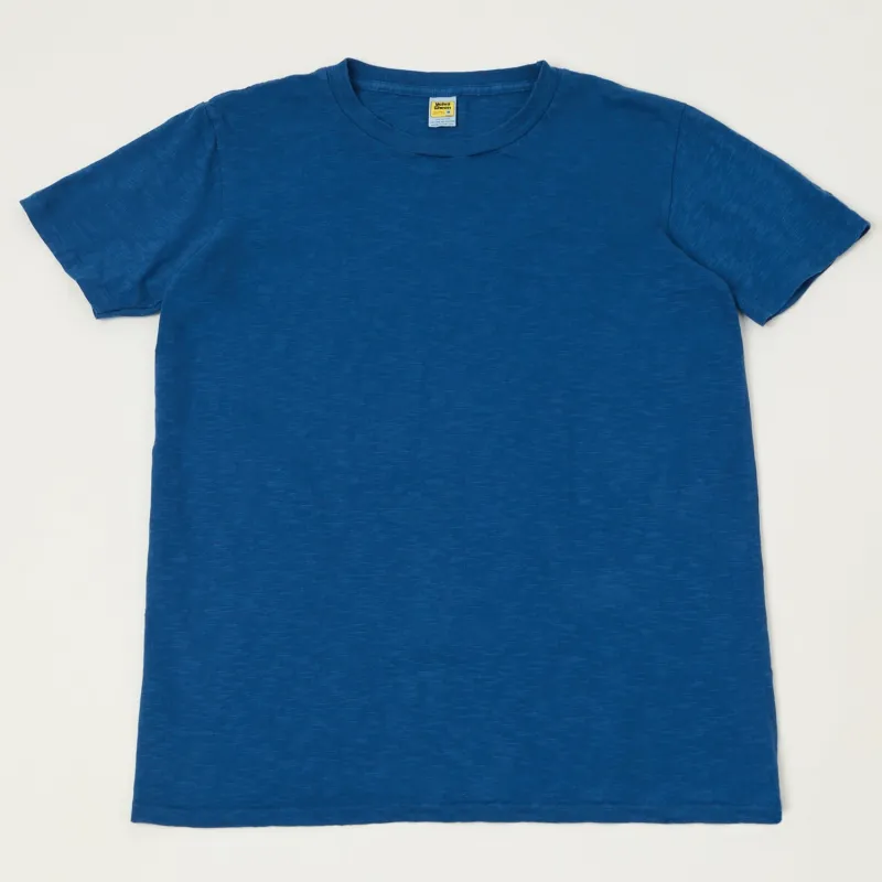 Velva Sheen Rolled Crew Neck T-Shirt - Blue sold by Son of a Stag