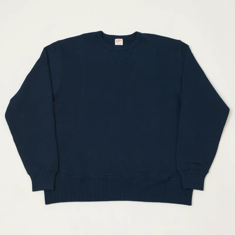 Velva Sheen Loopwheel Crew Sweat - Navy sold by Son of a Stag