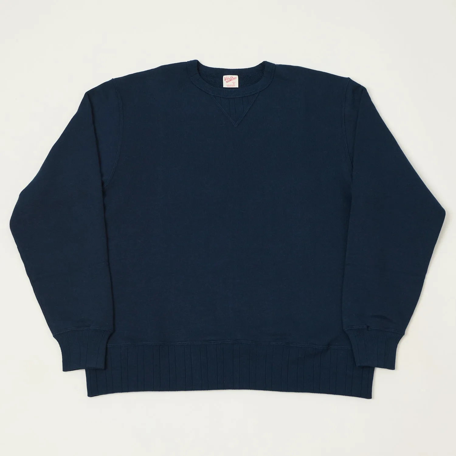 Velva Sheen Loopwheel Crew Sweat - Navy sold by Son of a Stag