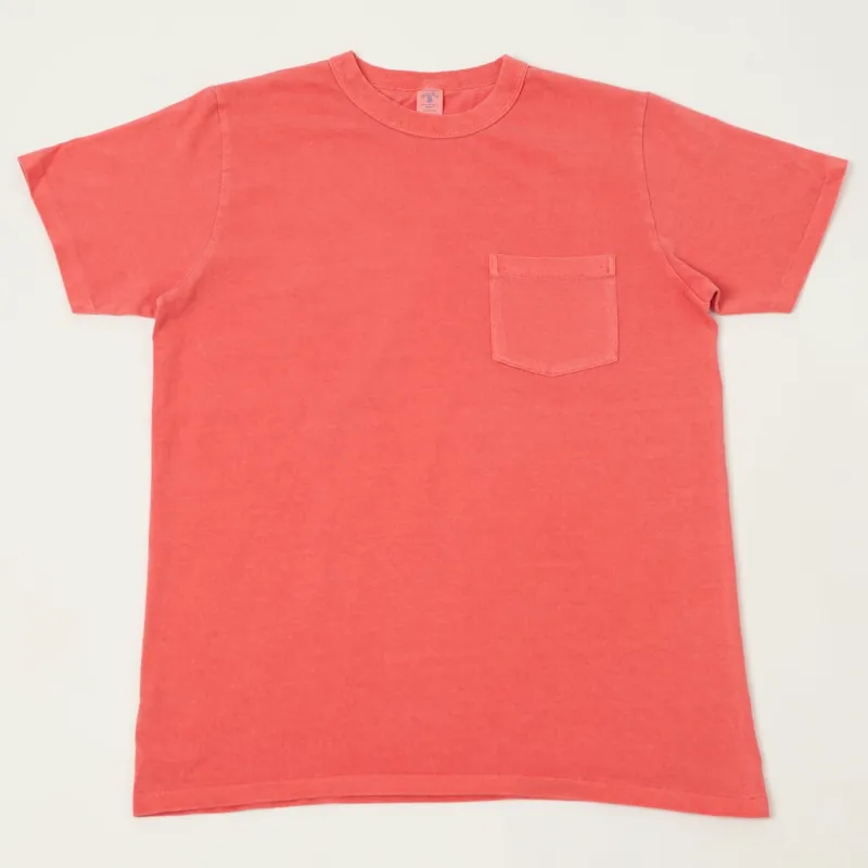 Velva Sheen Pigment Dyed Pocket T-Shirt - Coral sold by Son of a Stag